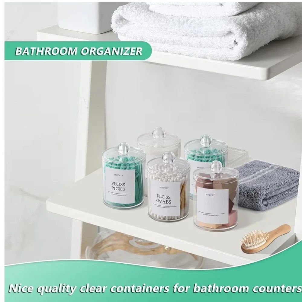 MHDCLY 4 Pack Bathroom Organizer Clear Apothecary Jars Vanity Storage L4